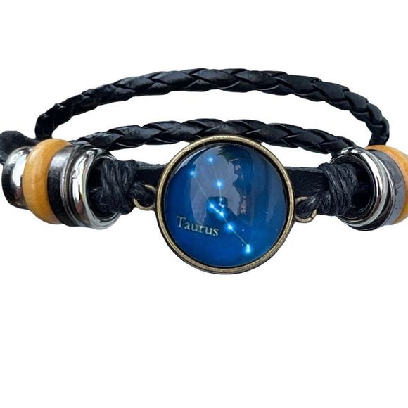 New Genuine Leather Taurus Constellation Birthday Zodiac Sign Bracelet - Picture 3 of 6
